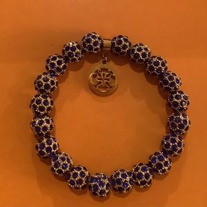 Rustic Cuff Shamballa Beads - Blue/Gold